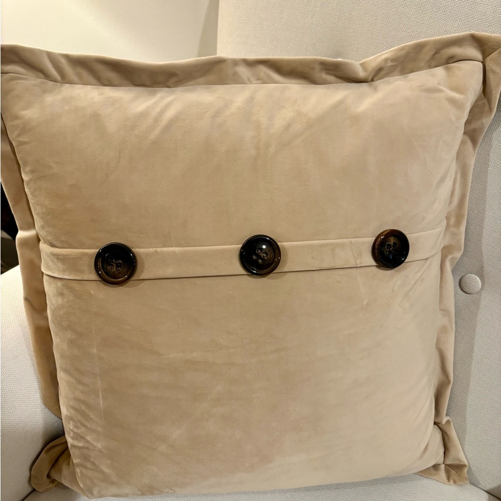 Chic Beige Button-Accent Pillow